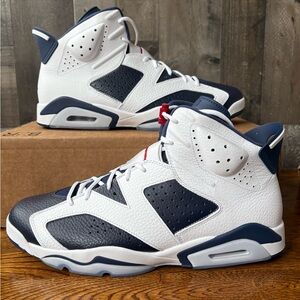 Air Jordan 6 Retro Olympic 2024 White Navy Blue Men's Size 15 NEW CT8529-164